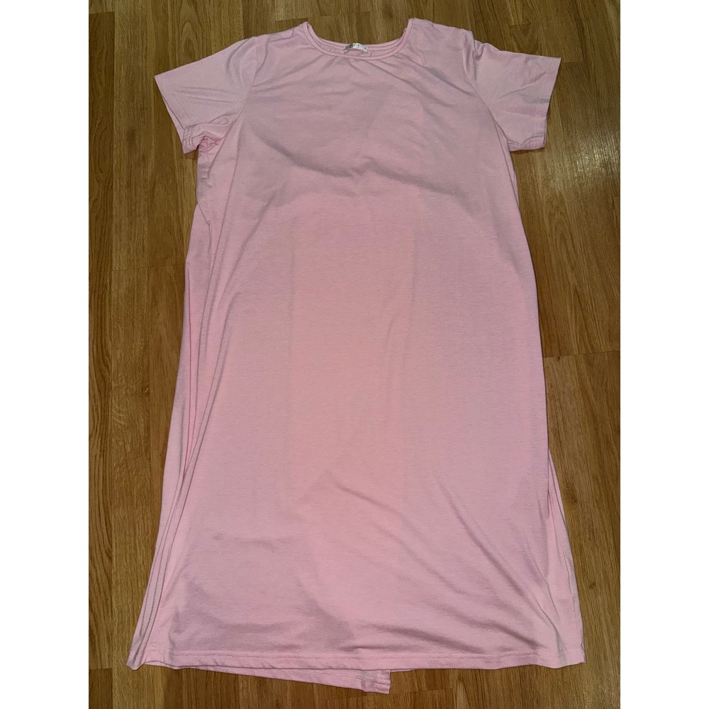 Deyeek Pink Adaptive Hospital Gown Open Back Snap Shoulder Recovery Dress XL